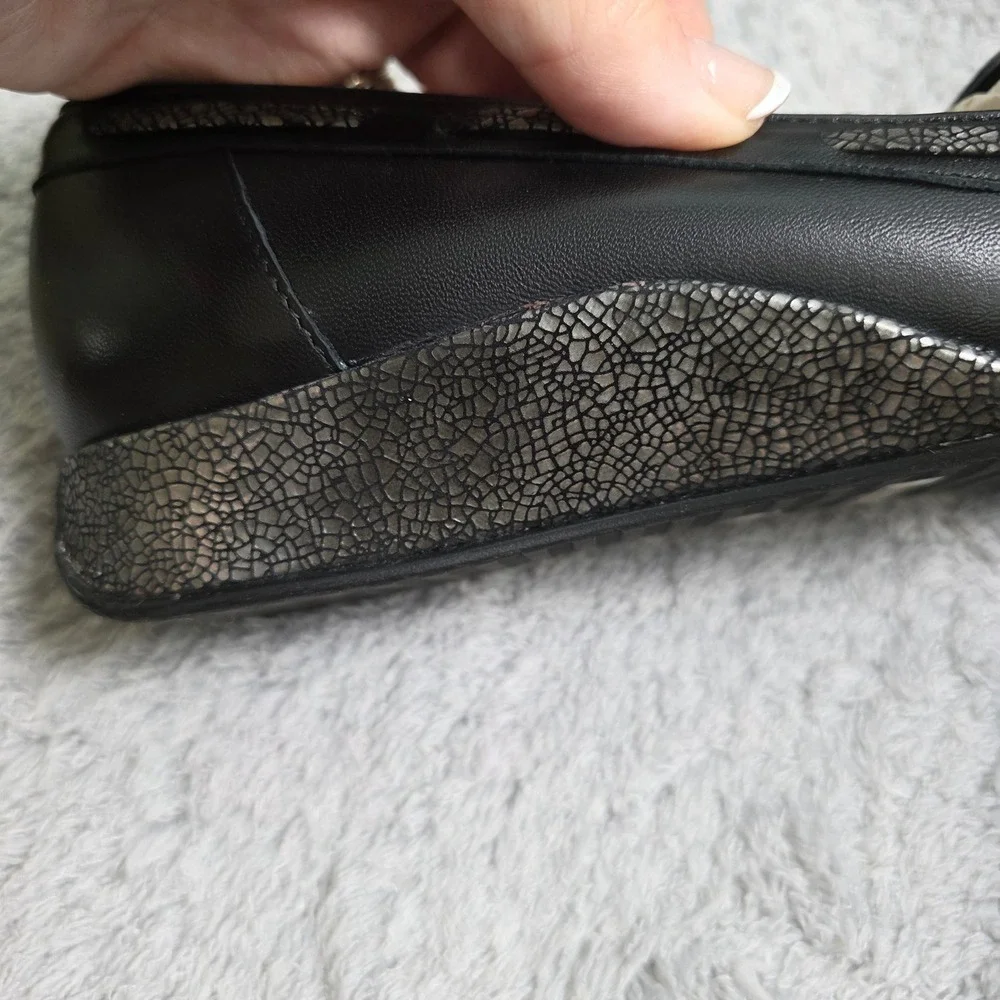 NEW Amalfi Rangoni Emanuela Black Italian‎ Leather Loafers Bow Detail 10M